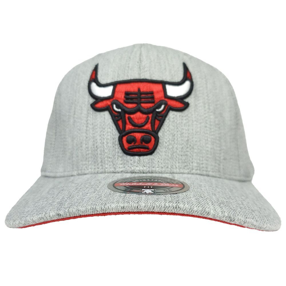 Chicago Bulls Mitchell & Ness NBA Redline Snapback Hat Cap 3D Logo Gray‎ NWT